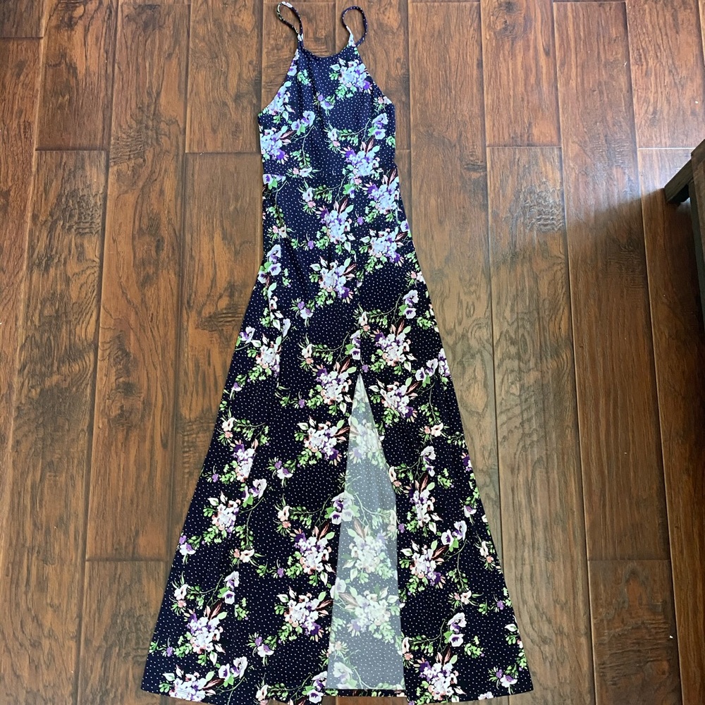 Express halter tie back maxi dress